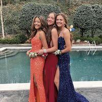 Charming Sheath Scoop Neck Orange Sequins Long Prom Dresses - Thumbnail 1