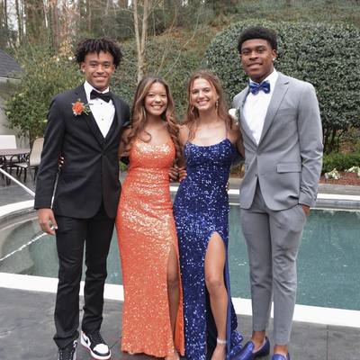 Charming sheath scoop neck orange sequins long prom dresses - Thumbnail 1