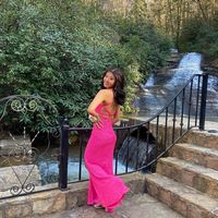 Gorgeous Mermaid V Neck Hot Pink Sequin Long Prom Evening Dresses - Thumbnail 3