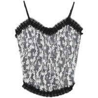 Plus size women Pretty Sexy Floral Pearl Buttons Lace Tank Tops Camisole - Thumbnail 8