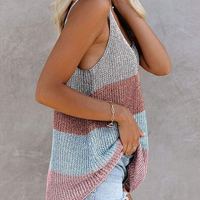 Fashion Knitted Sleeveless Vest Round Neck Sling Tops - Thumbnail 2