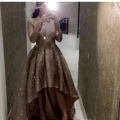 Hi low prom dresses homecoming dresses sparkly sequins - Thumbnail 2