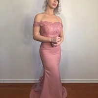 Mermaid Blush Pink Prom Dress with Off the Shoulder,1397 - Thumbnail 1
