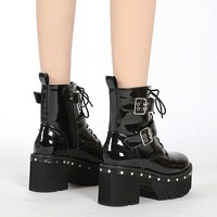 Belt Buckle Patent Leather Martin boots - Thumbnail 3