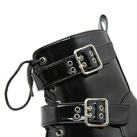 Belt Buckle Patent Leather Martin boots - Thumbnail 7