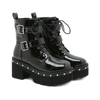 Belt Buckle Patent Leather Martin boots - Thumbnail 5