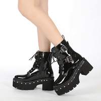 Belt Buckle Patent Leather Martin boots - Thumbnail 1