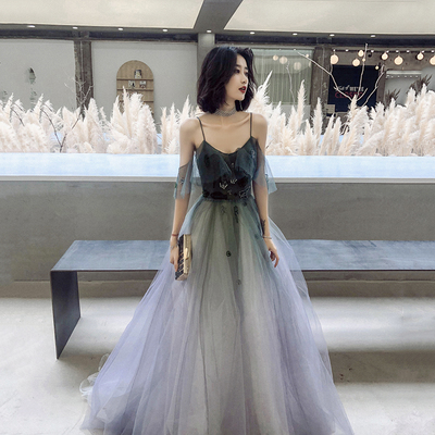 Stylish v-neck gradient long prom dress - Thumbnail 3