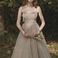 Champagne tulle short prom dress homecoming dress - Thumbnail 2