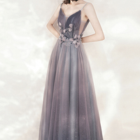 Stylish tulle long A line prom dress evening dress - Thumbnail 2