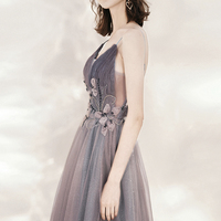 Stylish tulle long A line prom dress evening dress - Thumbnail 3