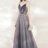 Stylish tulle long A line prom dress evening dress - Thumbnail 4