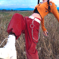 Y2K CORDUROY PANTS WITH CHAIN - Thumbnail 1