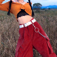 Y2K CORDUROY PANTS WITH CHAIN - Thumbnail 3