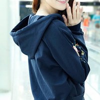 Lovely Floral Design Blue Hoodie Jacket 3 sizes - Thumbnail 3