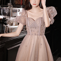 High quality tulle sequins long prom dress evening dress - Thumbnail 4