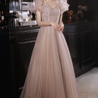 High quality tulle sequins long prom dress evening dress - Thumbnail 6