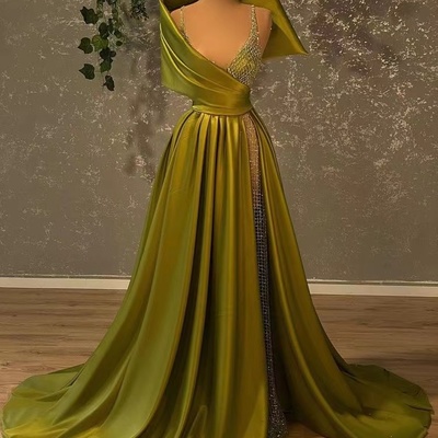 Olive green prom dresses pd92 - Thumbnail 1