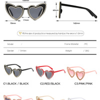 Love heart shape rhinestones sunglasses - Thumbnail 4