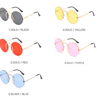 Punk round frame sunglasses UV protection - Thumbnail 1