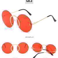 Punk round frame sunglasses UV protection - Thumbnail 3