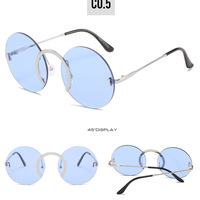 Punk round frame sunglasses UV protection - Thumbnail 5