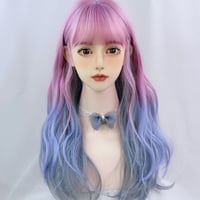 Unicorn starry purple powder blue gradient wigs - Thumbnail 2