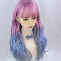 Unicorn starry purple powder blue gradient wigs - Thumbnail 3