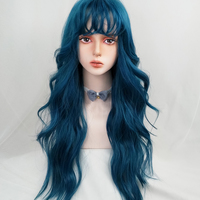 JK blue green mixed long curly wigs - Thumbnail 2