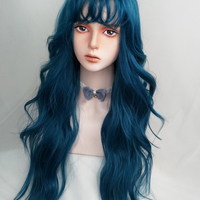 JK blue green mixed long curly wigs - Thumbnail 3