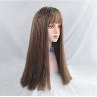 JK air bangs light brown long straight wigs - Thumbnail 3