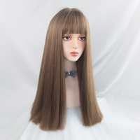 JK air bangs light brown long straight wigs - Thumbnail 4