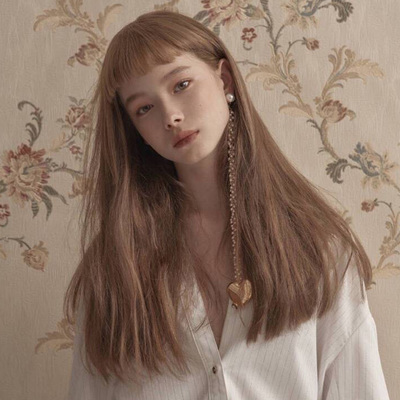 JK air bangs light brown long straight wigs