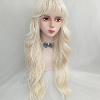 JK golden round face big wave long curly wigs - Thumbnail 6