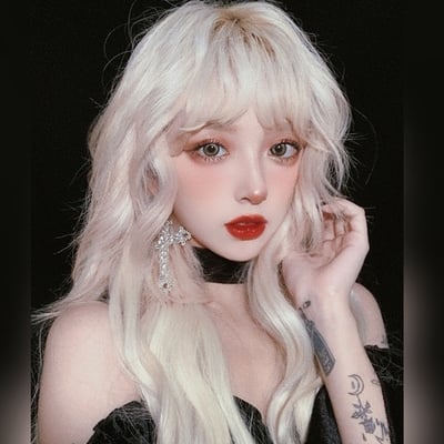 Jk golden round face big wave long curly wigs