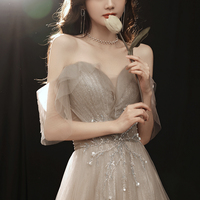 Stylish tulle long prom dress A line evening gown - Thumbnail 1