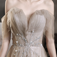 Stylish tulle long prom dress A line evening gown - Thumbnail 4