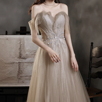 Stylish tulle long prom dress A line evening gown - Thumbnail 5