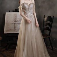 Stylish tulle long prom dress A line evening gown - Thumbnail 6