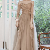 Cute tulle long prom dress A line evening dress - Thumbnail 5