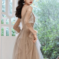 Cute tulle long prom dress A line evening dress - Thumbnail 6