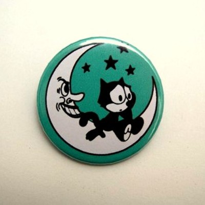 Felix the cat moon - pinback button, magnet or clip 1.5 inch (38mm)