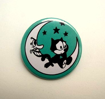 Felix the cat moon - pinback button, magnet or clip 1.5 Inch (38mm)