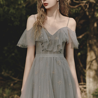 Cute tulle long prom dress A line evening dress - Thumbnail 2