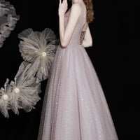 Pink tulle tea length prom dress evening dress - Thumbnail 4