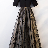 Black tulle long prom dress black evening dress - Thumbnail 1