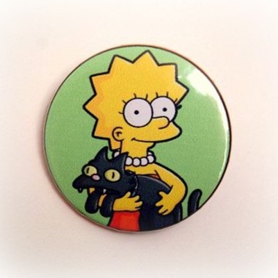 Lisa with snowball - pinback button, magnet or clip 1.5 inch (38mm)