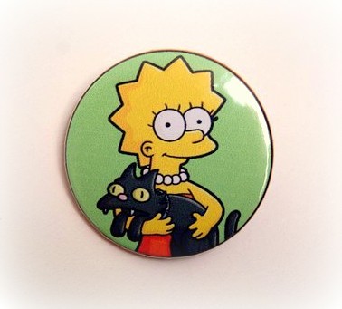 Lisa with Snowball - pinback button, magnet or clip 1.5 Inch (38mm)