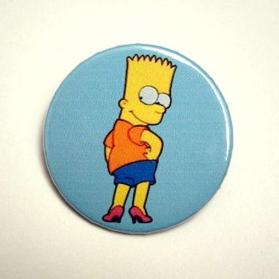 Bart with heels - pinback button, magnet or clip 1.5 inch (38mm)
