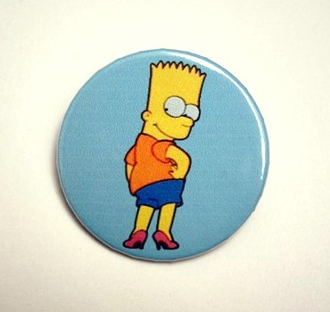 Bart with heels - pinback button, magnet or clip 1.5 Inch (38mm)